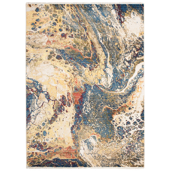 Borough Wharf Chapeno Flatweave Blue/Yellow Rug Wayfair.ie